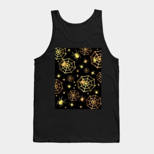 Happy Halloween Creepy  Spiders In Gold Tank Top